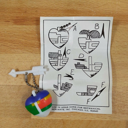 Heart Plastic Keychain Puzzle Vending Charm Gumball Machine 1960'S