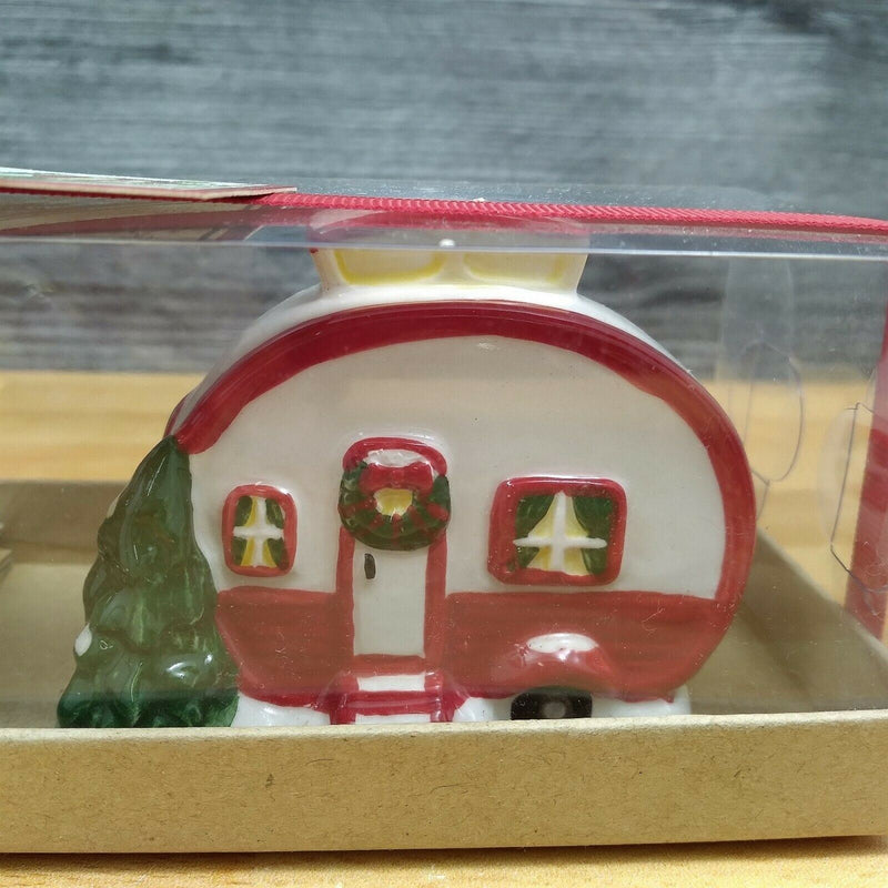 Load image into Gallery viewer, Retro Camper Holiday Design Salt Pepper Set Collectible by Blue Sky Clayworks
