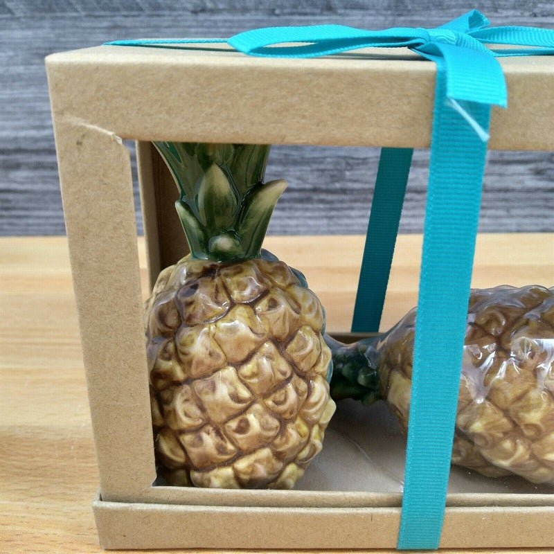 Load image into Gallery viewer, Hawaiian Pineapple Salt Pepper Set Collectible by Blue Sky Clayworks
