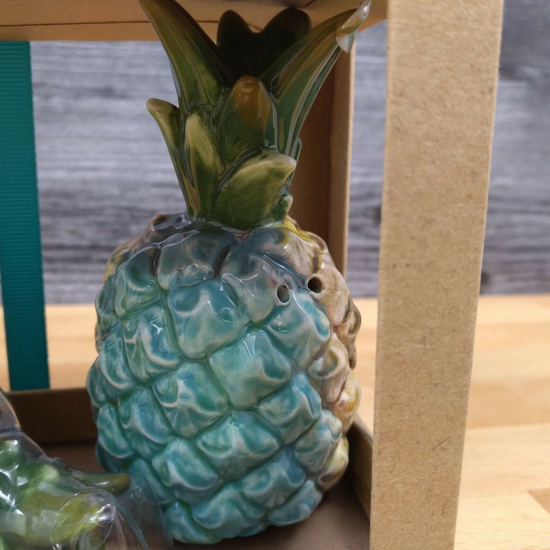 Load image into Gallery viewer, Hawaiian Pineapple Salt Pepper Set Collectible by Blue Sky Clayworks
