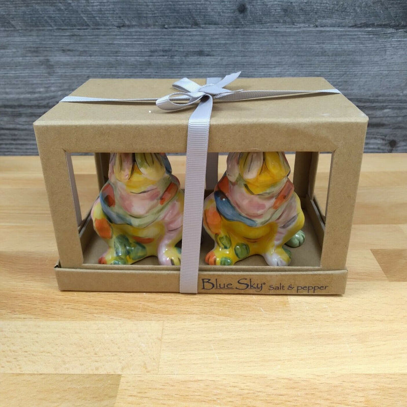 Load image into Gallery viewer, Bull Dog Design Salt Pepper Set Collectible by Blue Sky Clayworks
