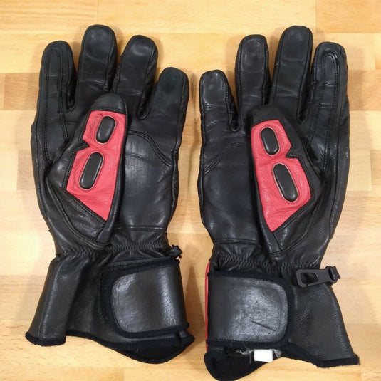 Leather Motorcycle Riding Gloves Red & Black Dirt Bike Cycling Racing Motorbike