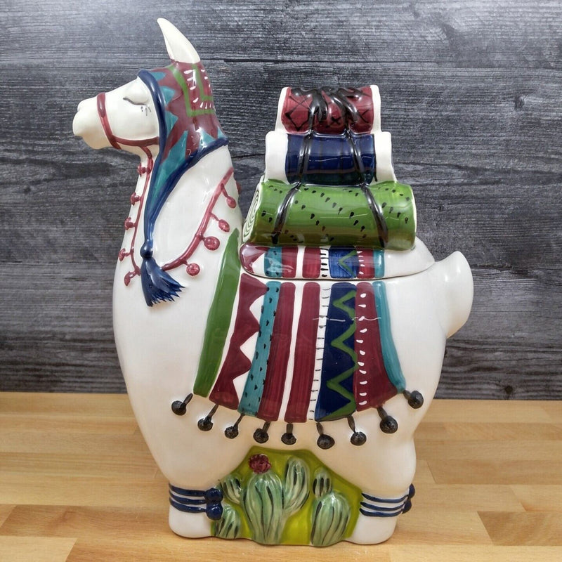 Load image into Gallery viewer, Llama Cookie Treat Jar Kitchen Canister by Blue Sky Heather Goldminc Ceramic
