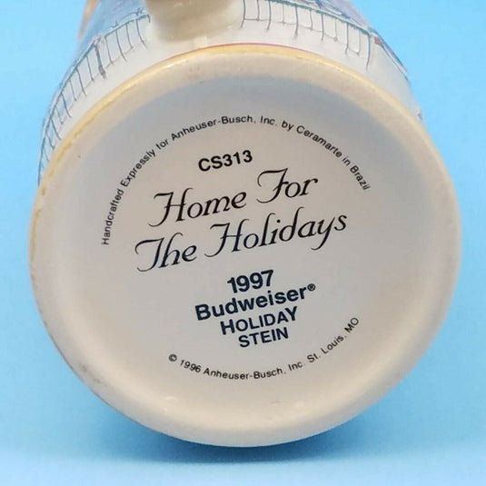 1997 Budweiser Stein Anheuser Bud Christmas Mug CS313 Home For The Holidays
