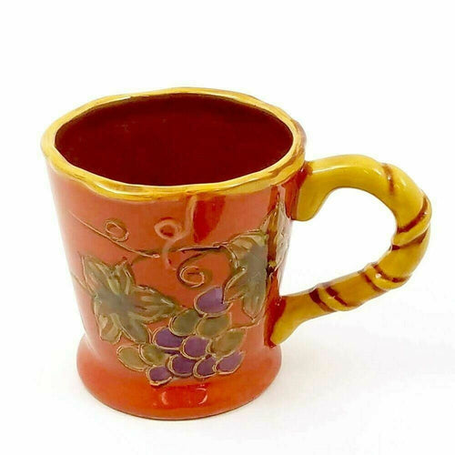 Coffee Mug Cup Floral Grape Vine Design Ceramic 16 oz