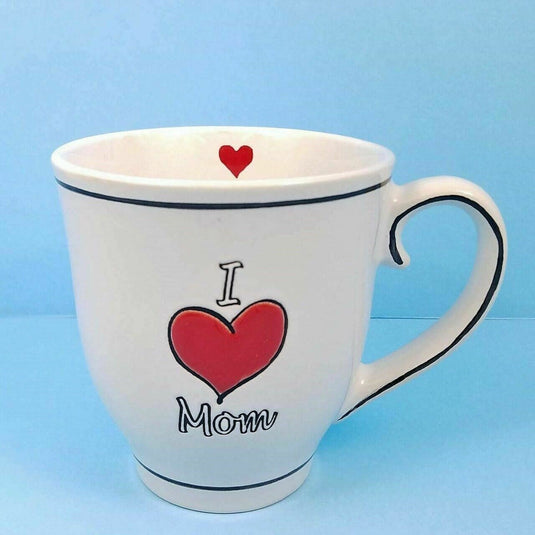 Coffee Mug Cup or Pen Holder 17oz I Heart Mom in White by Blue Sky Spectrum NEW