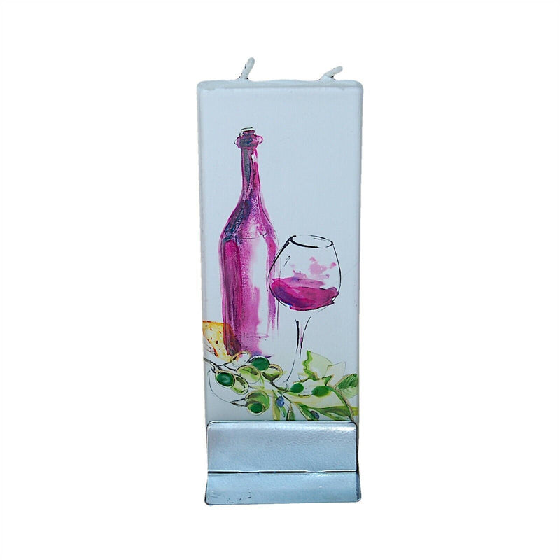 Load image into Gallery viewer, Wine with Olives Flatyz Handmade Twin Wick Unscented Thin Flat Candle
