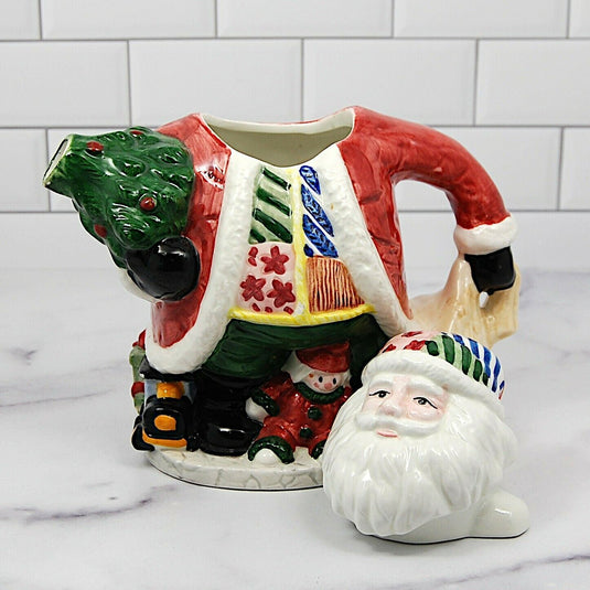 Santa Claus World Bazaars Teapot With Christmas Tree And Gifts Presents Ceramic 1