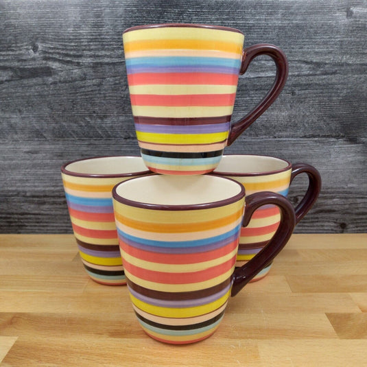 Tabletop Gallery Lifestyles Sedona Collection Set of 4 Striped Mugs 16oz Cups