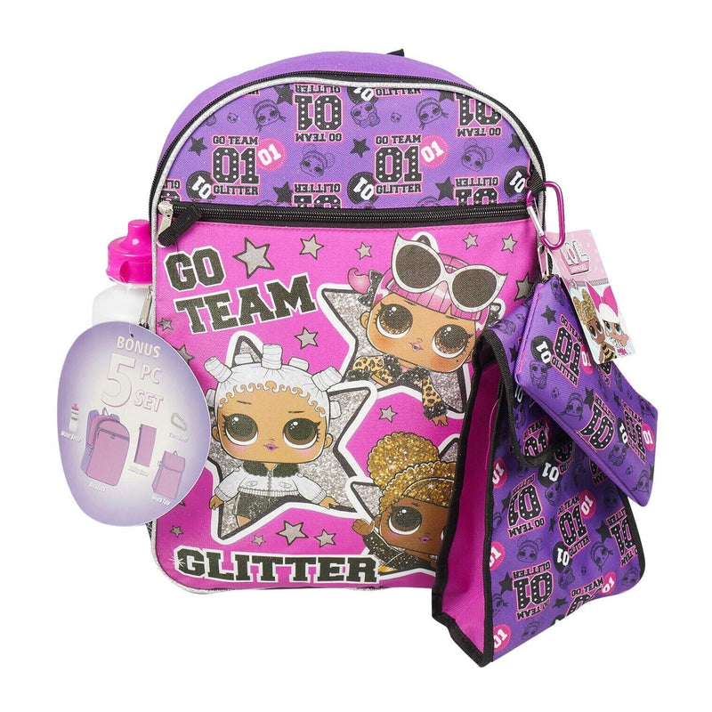 Load image into Gallery viewer, LOL Surprise! Go Team Glitter 5 Piece Backpack Set 16&quot; (41cm)
