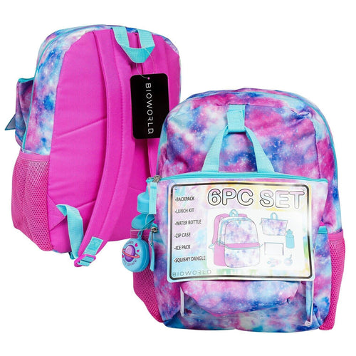 Tie Dye Backpack 6 Piece Set 16 inch (41cm) with Lunch Bag Ice Pack Zipper Case