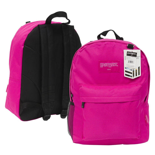 East West Student School Backpack 16 Inch (41cm) Pink with Adjustable Straps