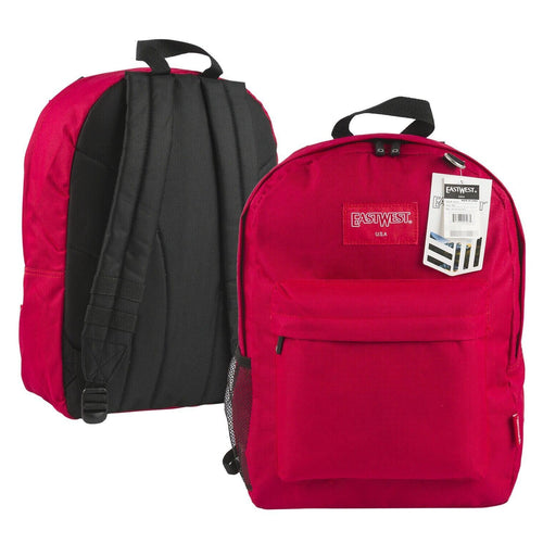 East West Student School Backpack 16 Inch (41cm) Red with Adjustable Straps