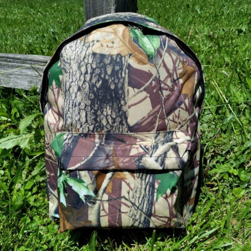 Load image into Gallery viewer, Multipurpose Backpack Natural Camo with Black Trim and Padded Straps 16&quot; (41cm)
