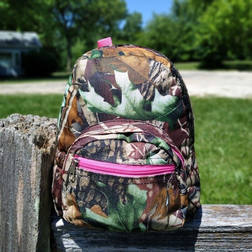 Multipurpose Backpack Natural Camo with Pink Trim and Adjustable Straps 11