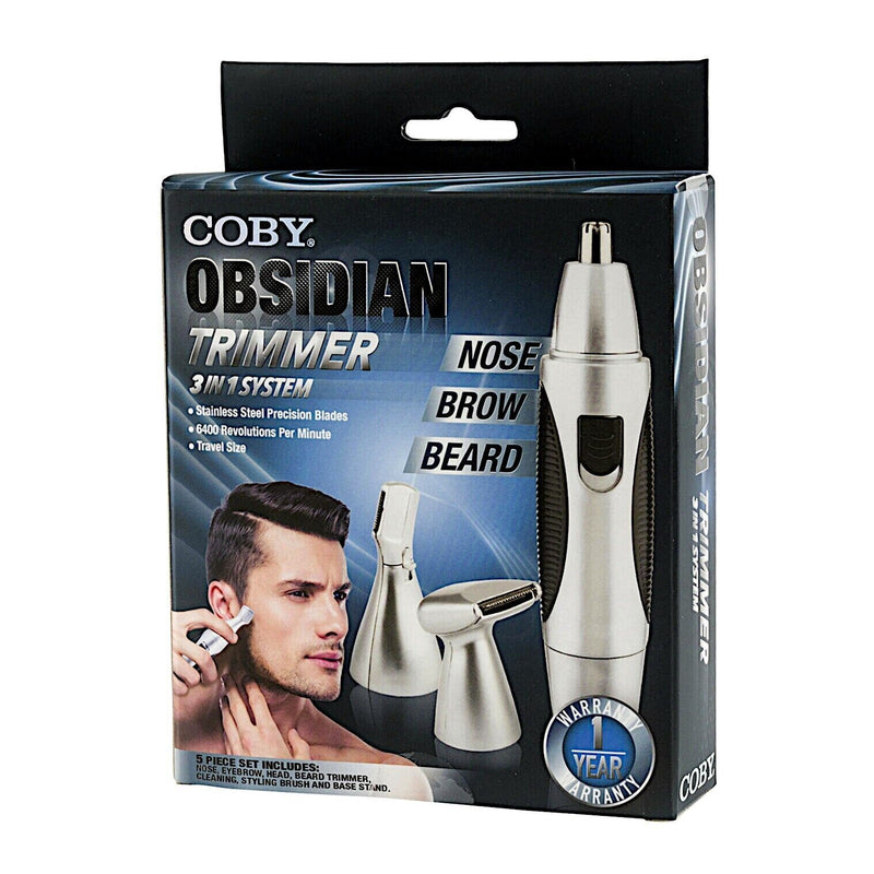 Load image into Gallery viewer, Coby Obsidian 3 in 1 Trimmer Brow Nose and Beard Trimmer Cordless
