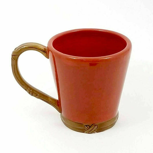 Coffee Mug Cup Pen Pencil Holder with Wicker Style Handle Ceramic 14 oz