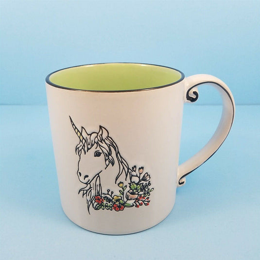 Unicorn Green Ceramic Coffee Mug Beverage Cup 21oz Spectrum Pen Pencil Holder