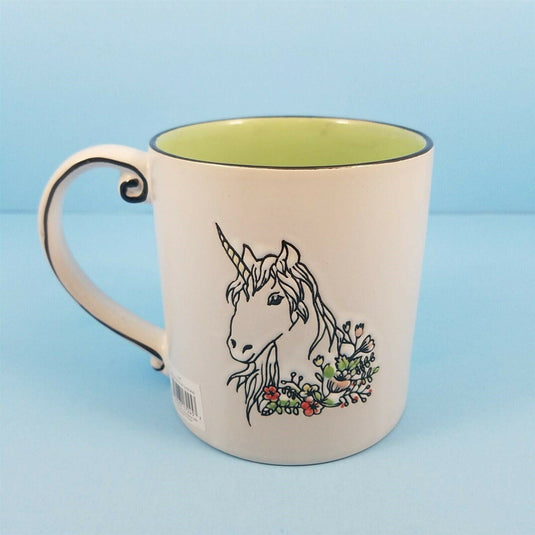 Unicorn Green Ceramic Coffee Mug Beverage Cup 21oz Spectrum Pen Pencil Holder