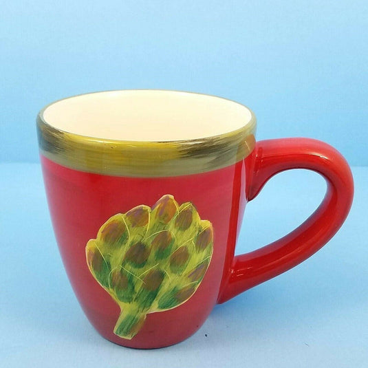 Artichoke Set of 5 Coffee Tea Mugs Cups Home Décor 16oz (473ml) Red and Green