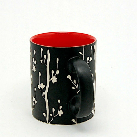 Floral Flower Plants Coffee Mug Cup in Black and Red Holds 11 ounce (266ml)