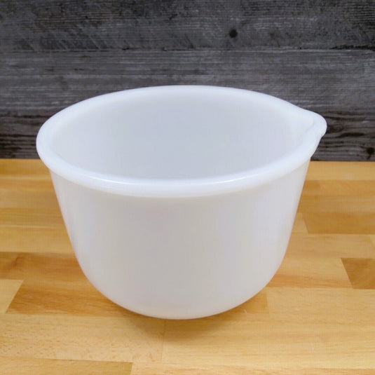 Glasbake Sunbeam Small Milk Glass Mixing Bowl with Pour Spout Made in USA