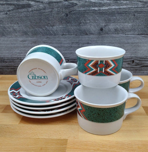 Gibson Design Mojave Set of 4 Saucer and Cups for Tea or Coffee Mug