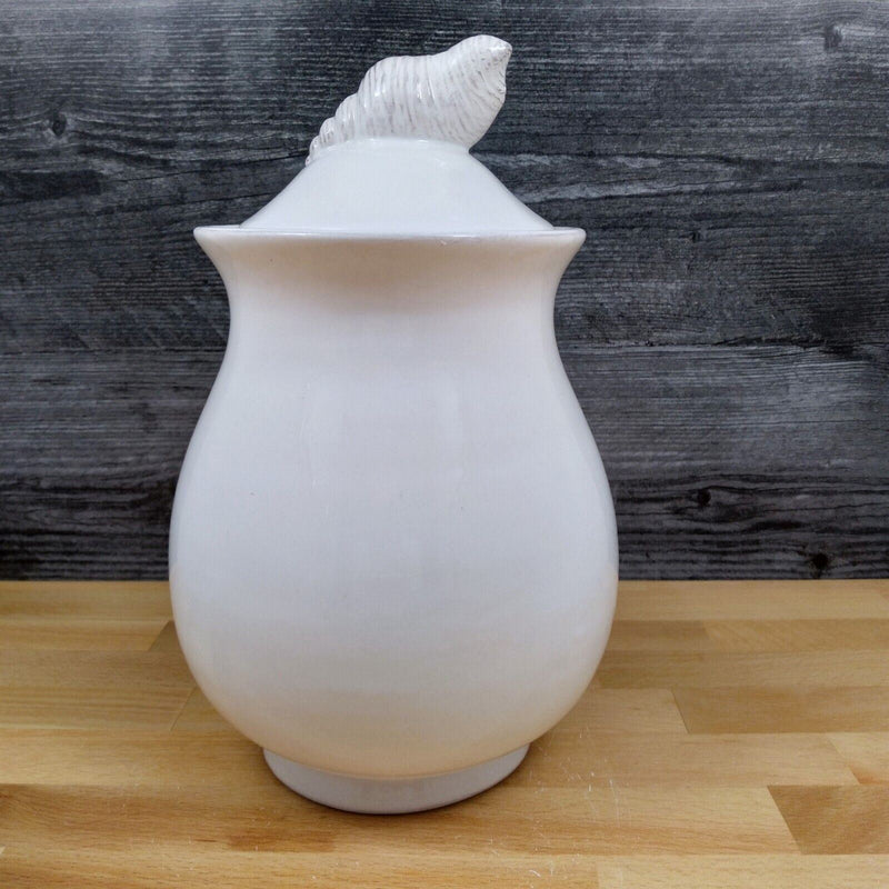 Load image into Gallery viewer, Laguna Coastal Shell Canister 9&quot; White Carafe Decorative Nautical Sea Jug
