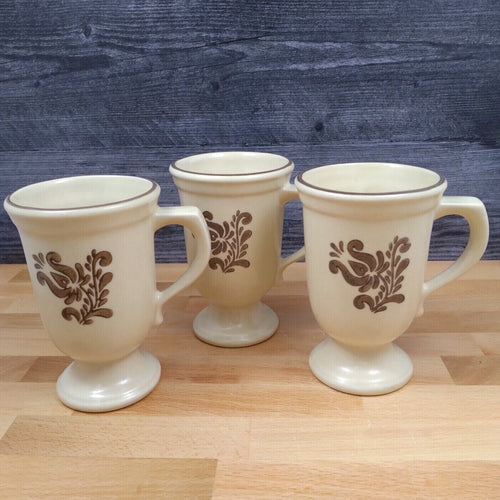 Pfaltzgraff Village Footed Pedestal Coffee Mugs Cup Grandmug Set of 3 USA Made