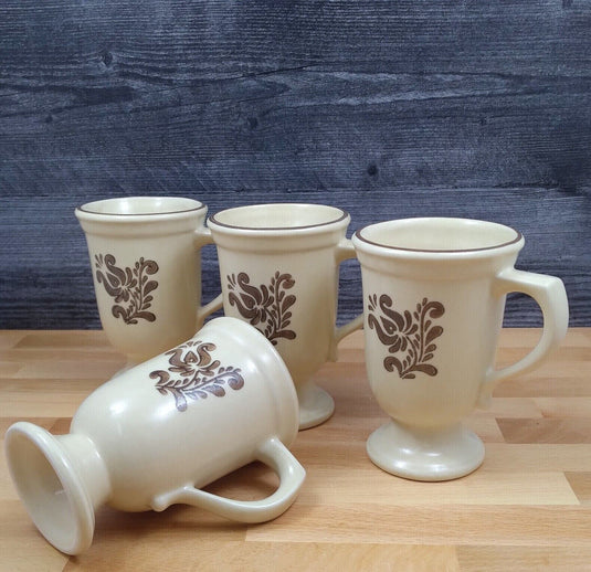Pfaltzgraff Village Footed Pedestal Coffee Mugs Cup Grandmug Set of 4 USA Made