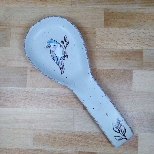 Spring Bird Spoon Rest Ceramic Blue Sky Heather Goldminc Kitchen Decor