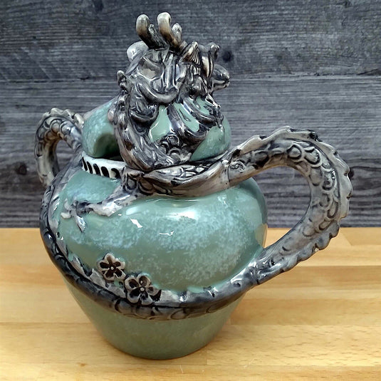 Green Dragon Sugar Bowl and Creamer Set Decorative by Blue Sky
