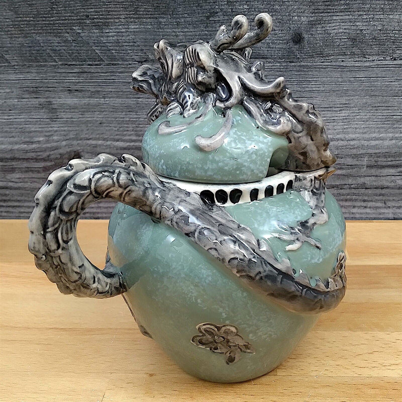 Load image into Gallery viewer, Green Dragon Sugar Bowl and Creamer Set Decorative by Blue Sky
