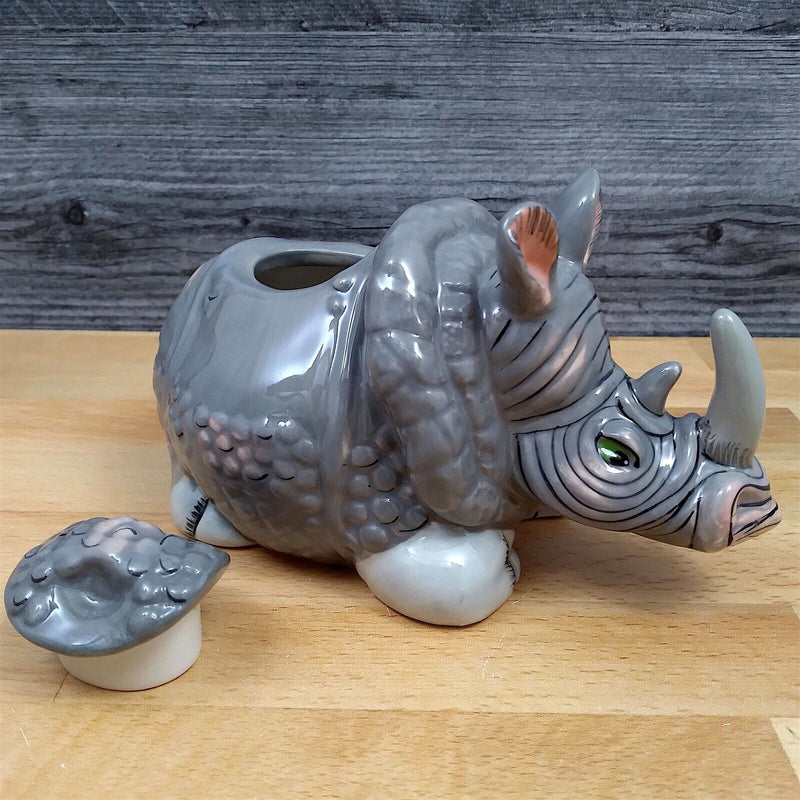 Load image into Gallery viewer, Rhino Sugar Bowl and Creamer Set Rhinoceroses by Blue Sky Lynda Corneille
