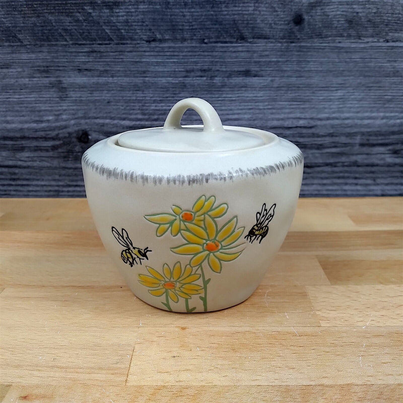 Load image into Gallery viewer, Bumble Bee and Flower Sugar Bowl and Creamer Set Decorative by Blue Sky
