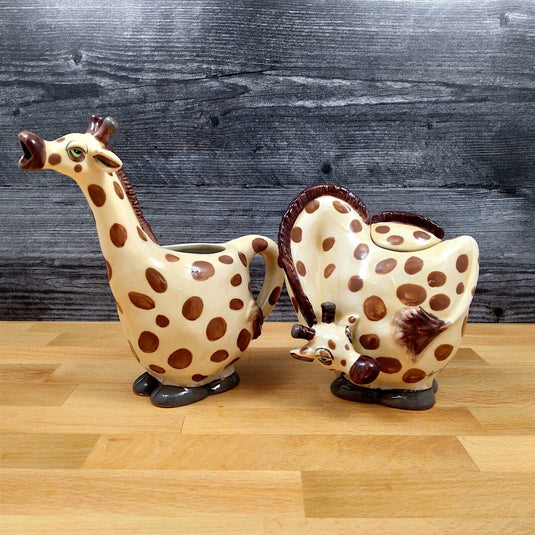 Giraffe Sugar Bowl and Creamer Set Decorative by Blue Sky
