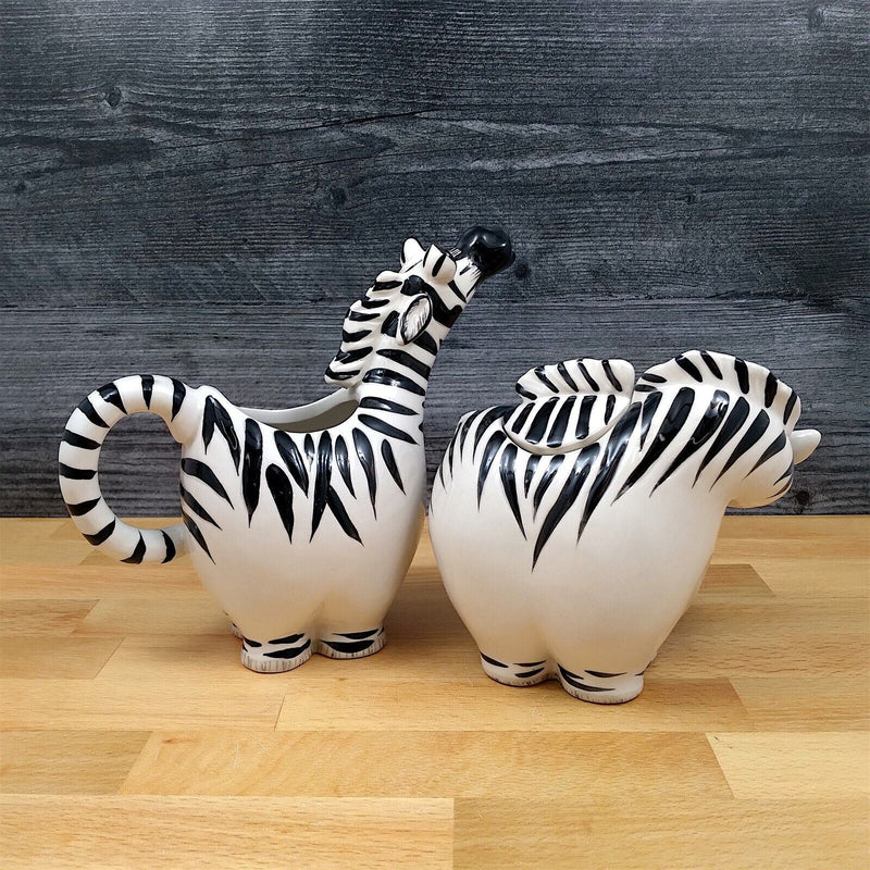 Load image into Gallery viewer, Zebra Sugar Bowl and Creamer Set Decorative by Blue Sky
