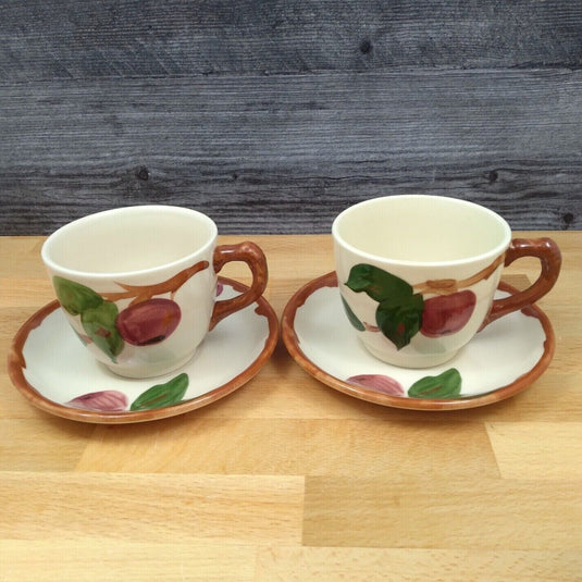 Franciscan Apple Tea Cup and Saucer Set of 2 Coffee Mugs England Stamp