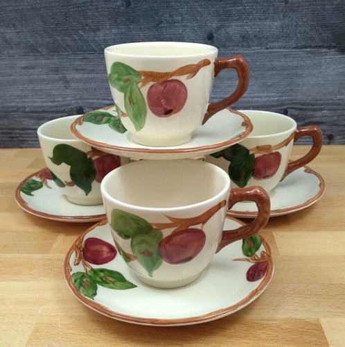 Franciscan Apple Tea Cup and Saucer Set of 4 Coffee Mugs
