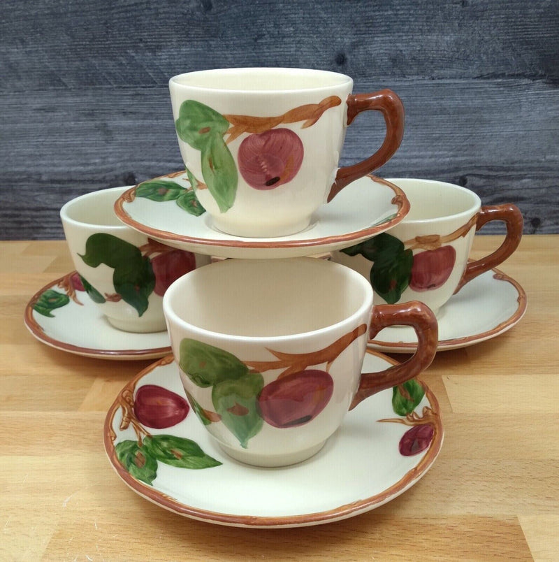 Load image into Gallery viewer, Franciscan Apple Tea Cup and Saucer Set of 4 Coffee Mugs
