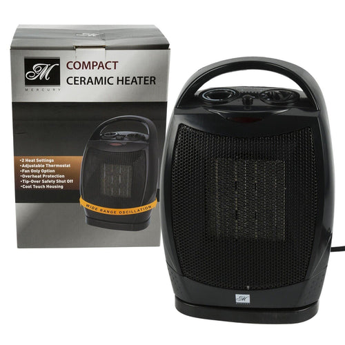 Space Heater & Fan 1500W Portable Adjustable 2-Settings Ceramic Black