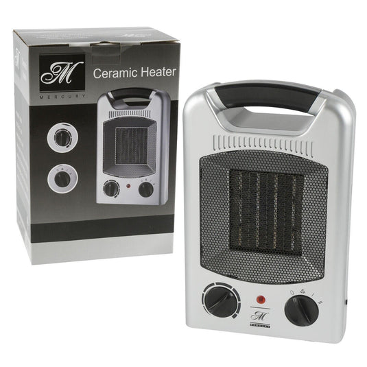 Space Heater & Fan 1500W Portable Adjustable 2-Settings Ceramic Silver and Black