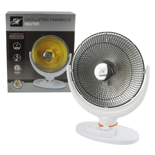 Space Heater Parabolic 900W Portable Adjustable 2 Power Settings Oscillating