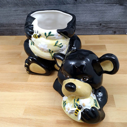 Bear in Beehive Cookie Candy Treat Jar Canister by Blue Sky Clayworks Ceramic