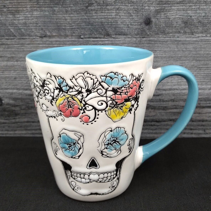 Load image into Gallery viewer, Halloween Day of the Dead Skull Coffee Mug Tea Cup 14oz 414ml by Blue Sky
