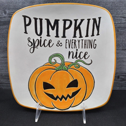 Halloween Pumpkin Spice Square Plate 8.5" (21cm) by Blue Sky Clayworks