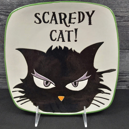Halloween Scaredy Cat Square Decorative Plate 8.5