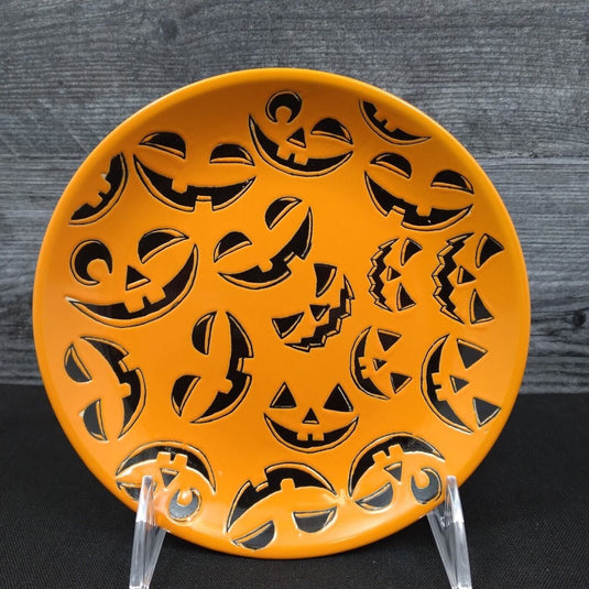 Halloween Pumpkin Faces Round Plate 5" (13cm) by Blue Sky Clayworks