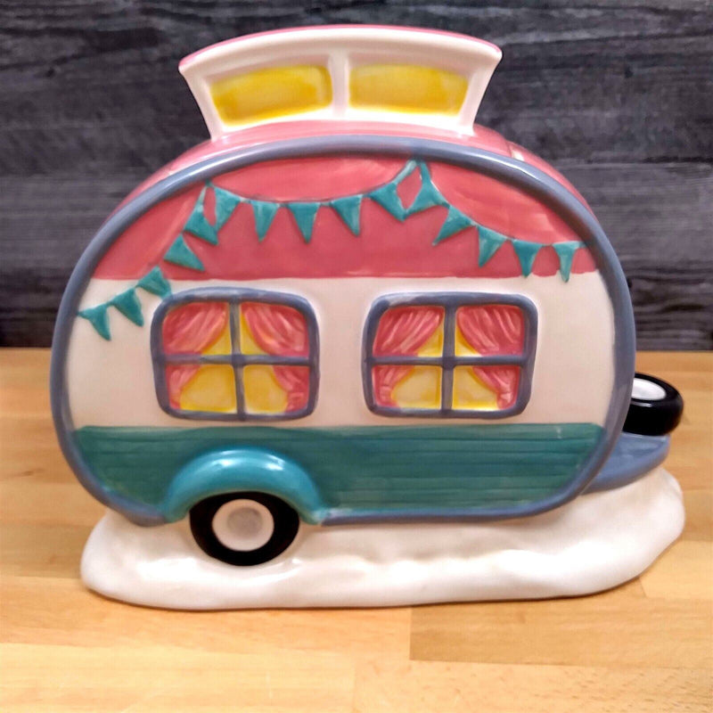Load image into Gallery viewer, Pink Flamingo Camper Cookie Treat Candy Jar Canister by Blue Sky Clayworks
