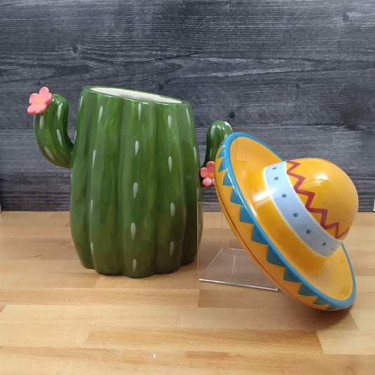 Western Cactus Cookie Candy Treat Jar by Blue Sky Clayworks Ceramic